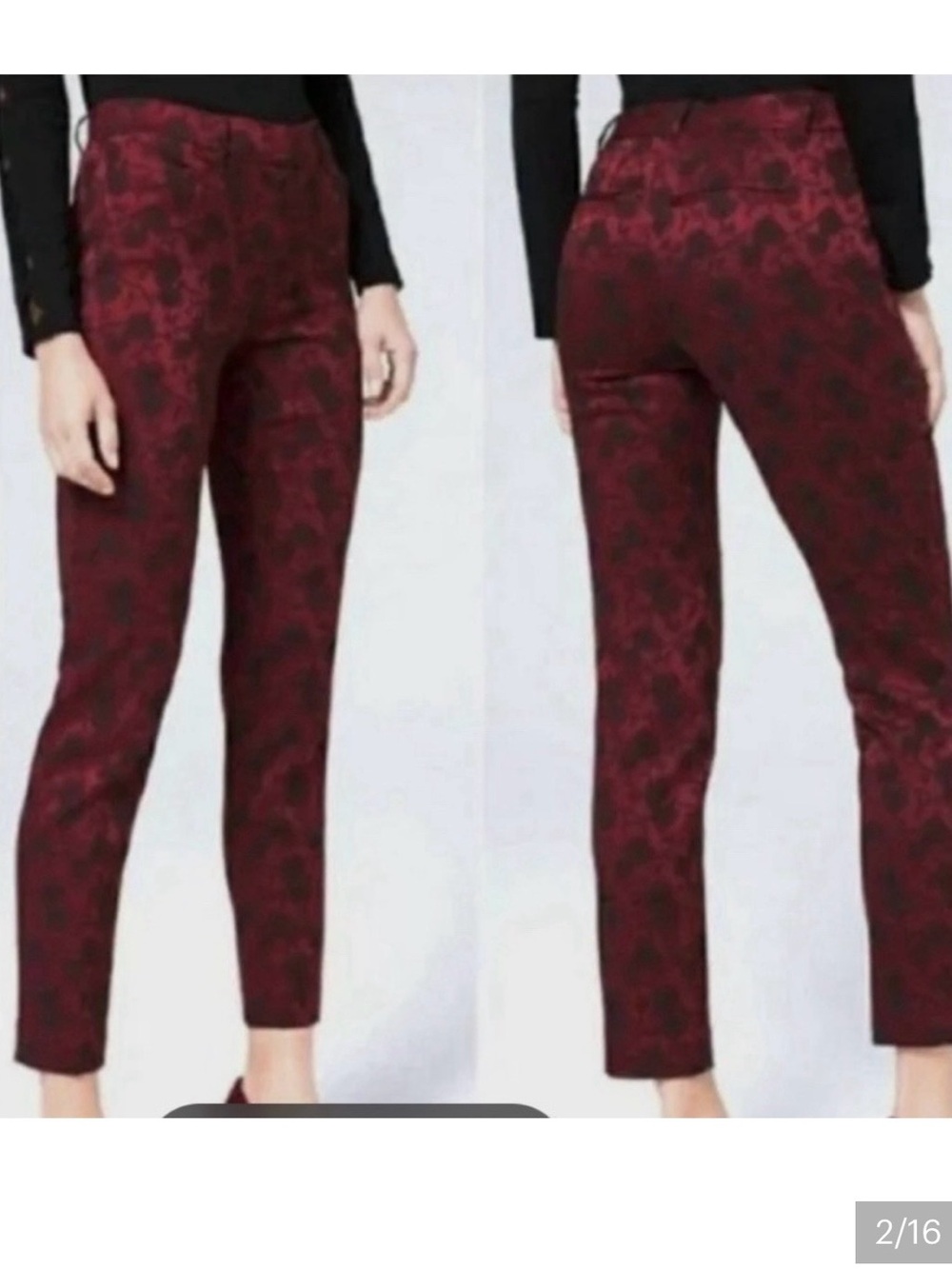 White House Black Market "The Slim Ankle" Floral Jacquard Pants - Size 8